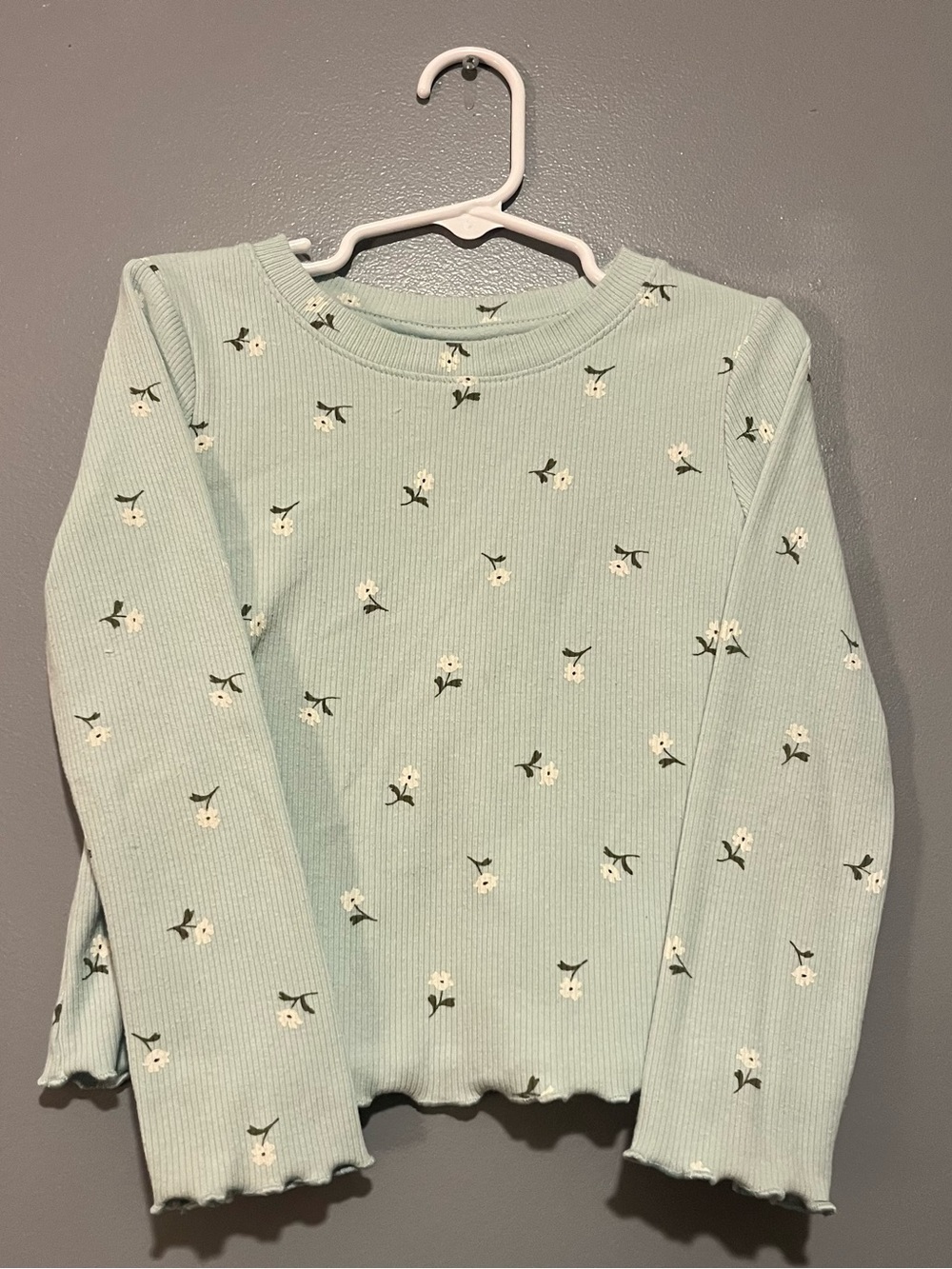 Cat & Jack Size 4T Light Blue Ribbed Floral Long Sleeve Top